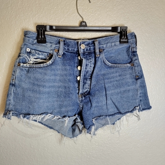Agolde parker Button Fly Denim shorts Sz 26 - Picture 1 of 5